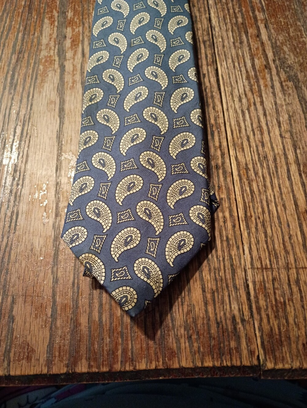 Evan Picone Made In USA Silk Blue Tan Mens Necktie